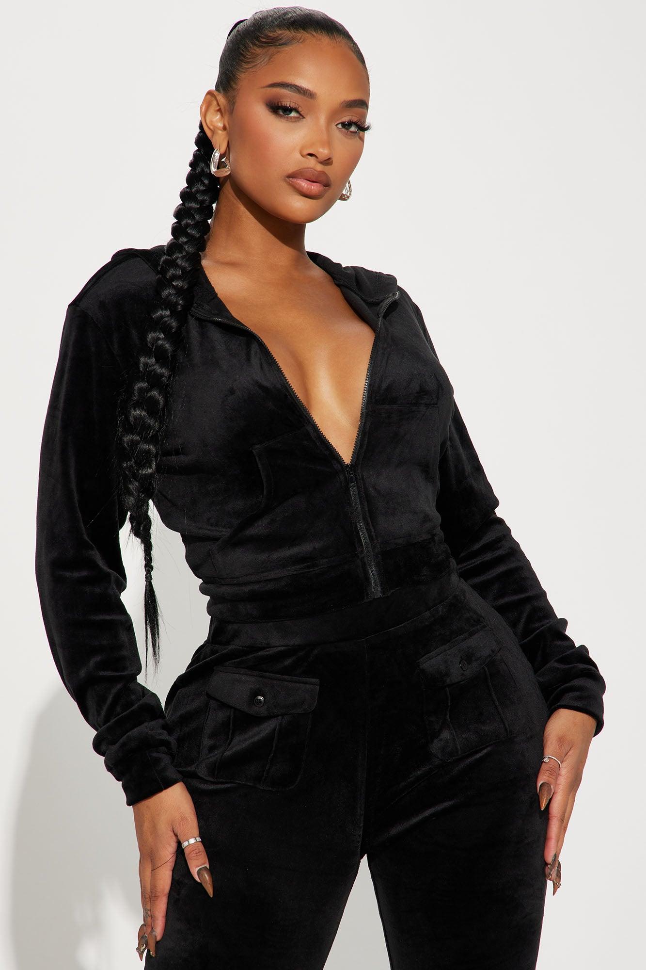 My Favorite Velour Pant Set - Black Product Image