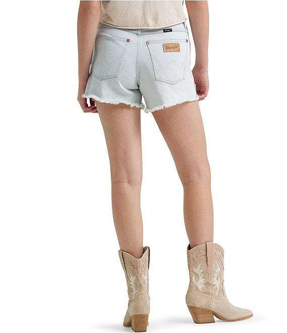 Wrangler® High Rise Frayed Denim Shorts Product Image