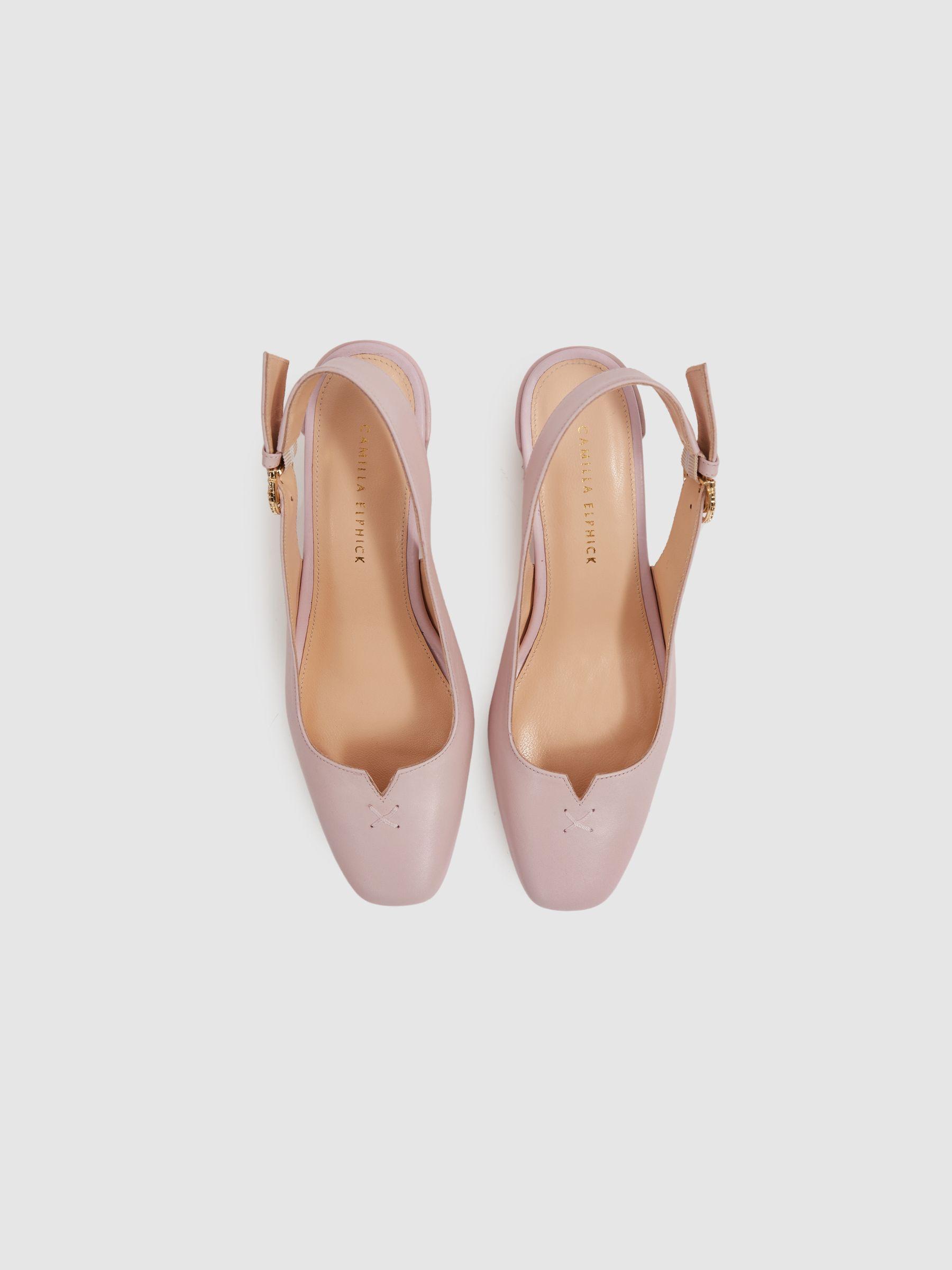 Camilla Elphick Soft Pink Camilla Elphick Leather Slingback Heels Product Image