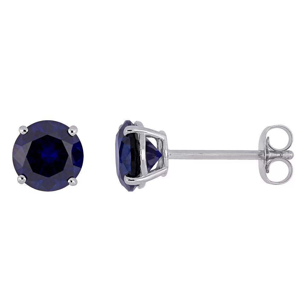 Stella Grace 10k White Gold Lab-Created Sapphire Stud Earrings, Women's Product Image
