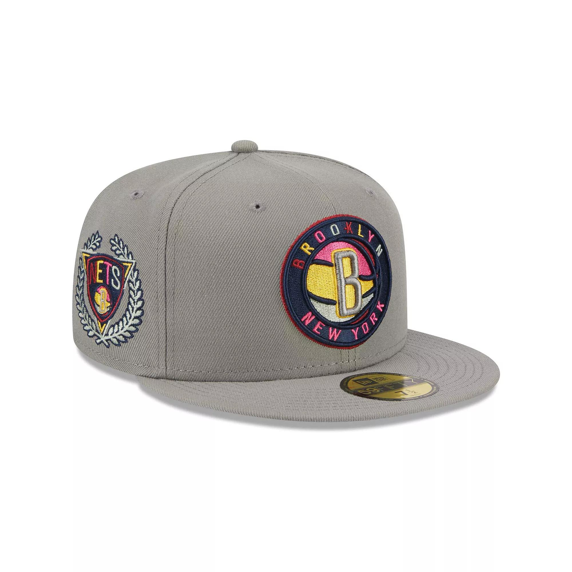 Men's New Era Gray Brooklyn Nets Color Pack 59FIFTY Fitted Hat, Size: 7 1/4, Grey Product Image