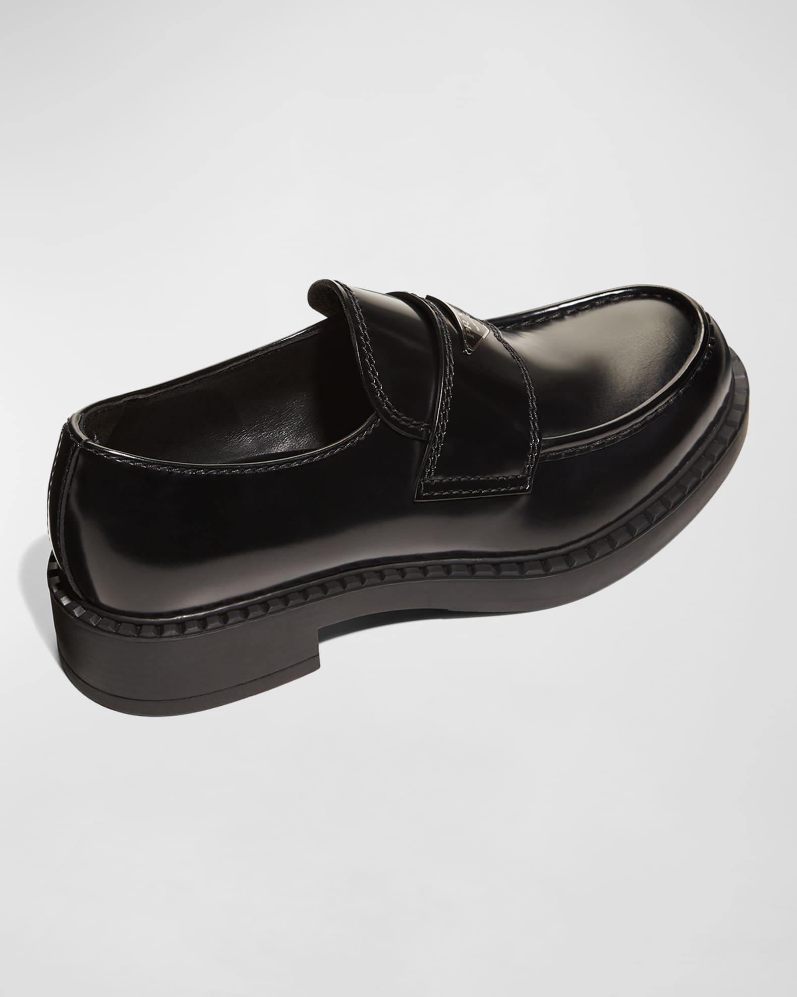 Men's Triangle Logo Leather Loafers  Product Image