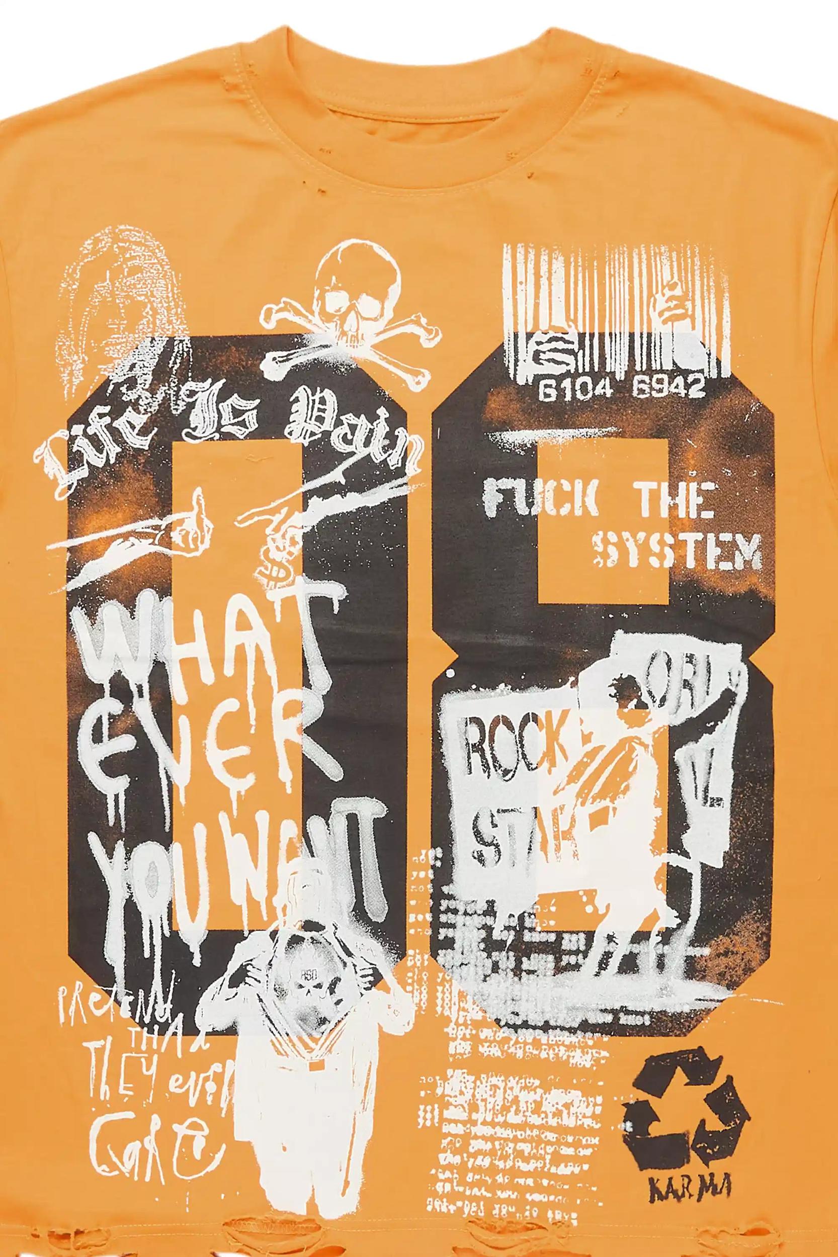 Grill Orange Graphic Oversized T-Shirt Male Product Image