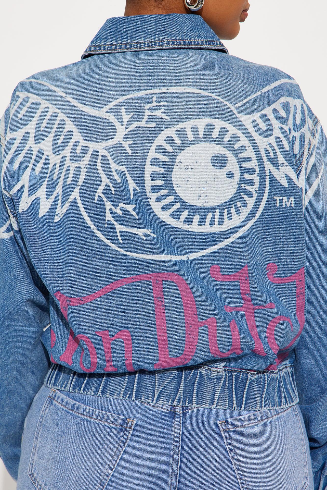 Von Dutch Denim Bomber Jacket - Medium Wash Product Image