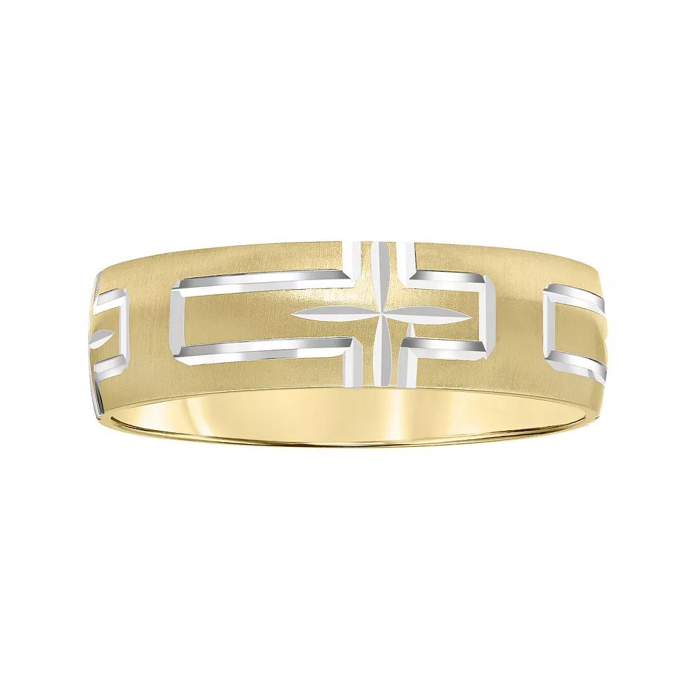 AXL 10k Gold & White Rhodium 6 mm Cross Men's Band, 10k Two Tone Product Image