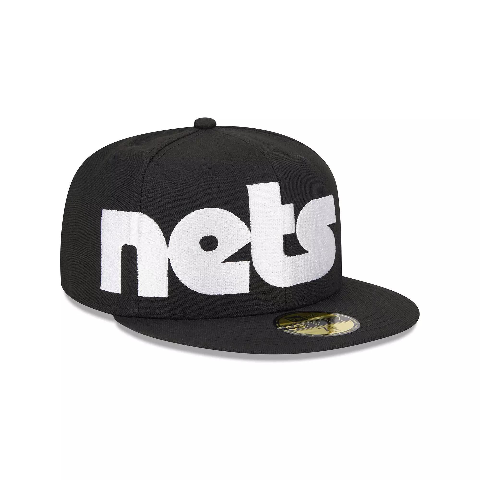 Men's New Era Black Brooklyn Nets Checkerboard UV 59FIFTY Fitted Hat,  Product Image