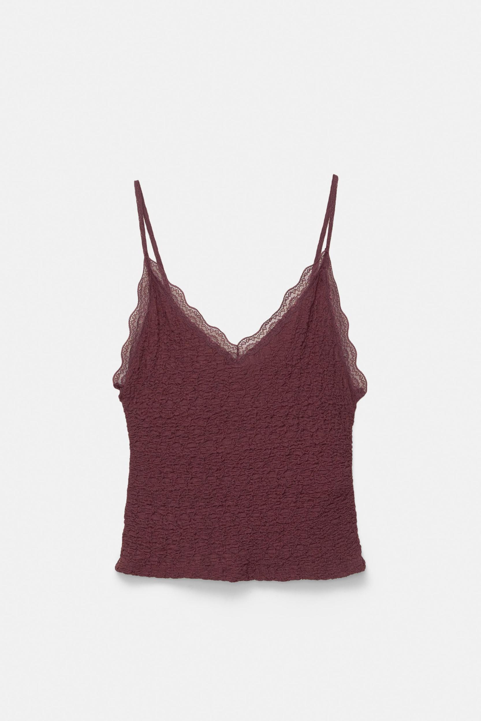 Strappy top with lace trim Product Image