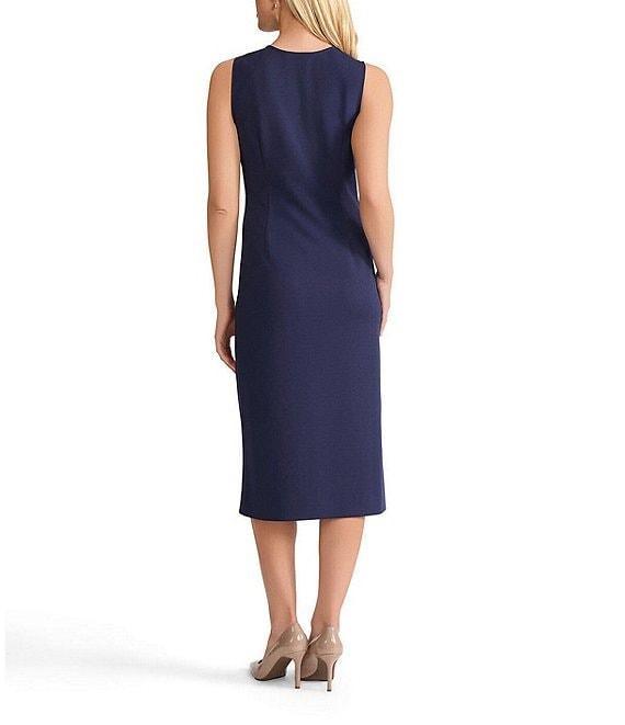 Ming Wang Stretch Deco Crepe Scoop Neck Sleeveless Midi Dress Product Image