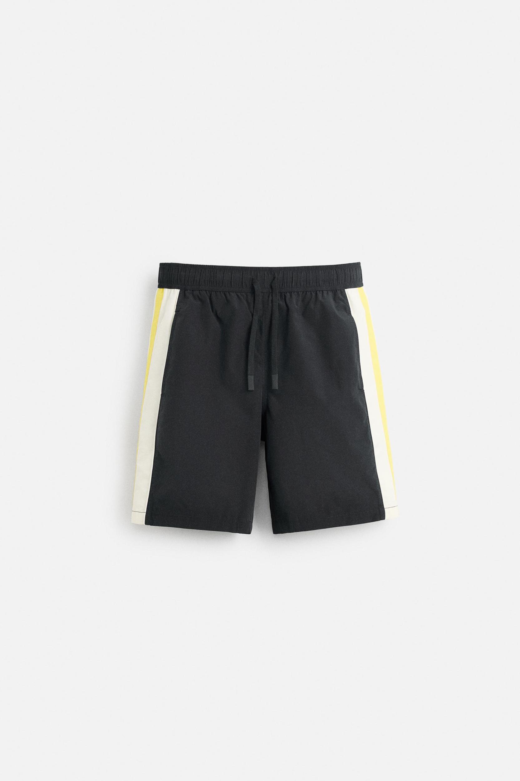 STRIPED LONG SWIM TRUNKS Product Image