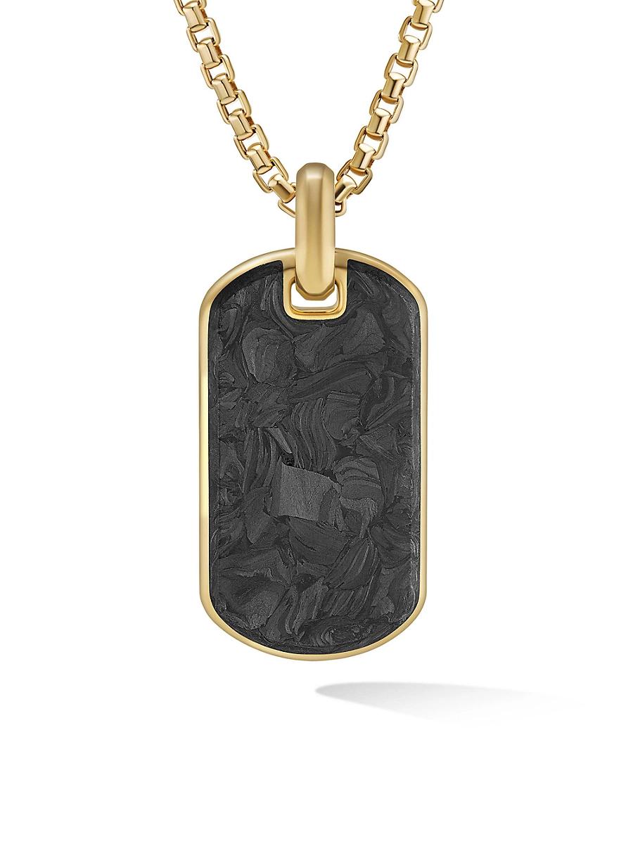 Mens Forged Carbon Tag In 18K Yellow Gold Product Image
