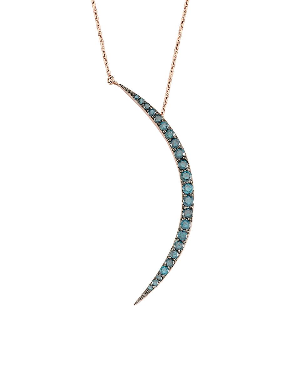 Womens Star Light 14K Rose Gold & 0.77 TCW Diamond Crescent Pendant Necklace Product Image