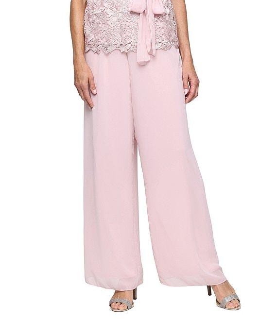 Alex Evenings Wide Leg Mid Rise Chiffon Pants Product Image