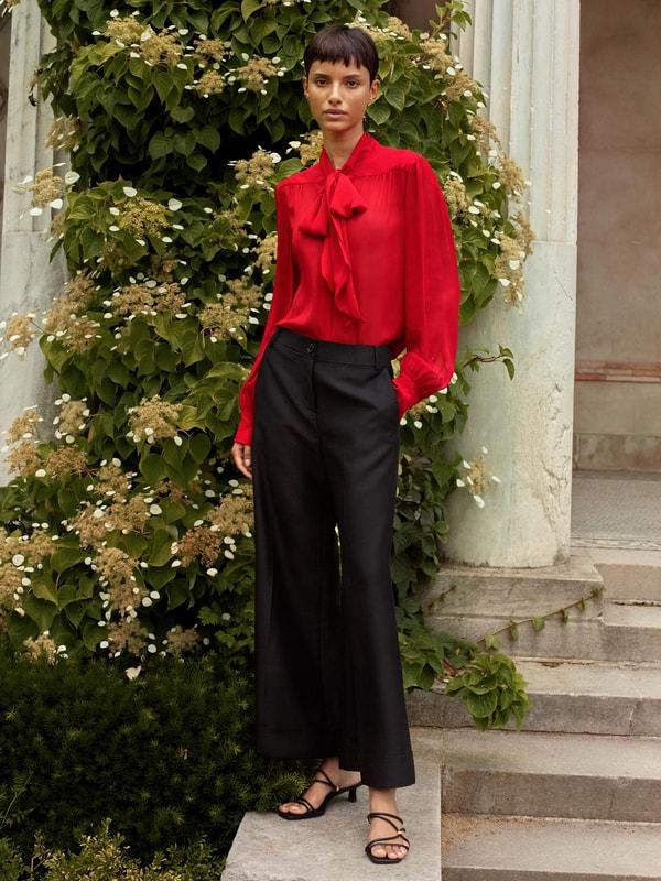 Bow Tie Silk Jasmine Blouse Product Image