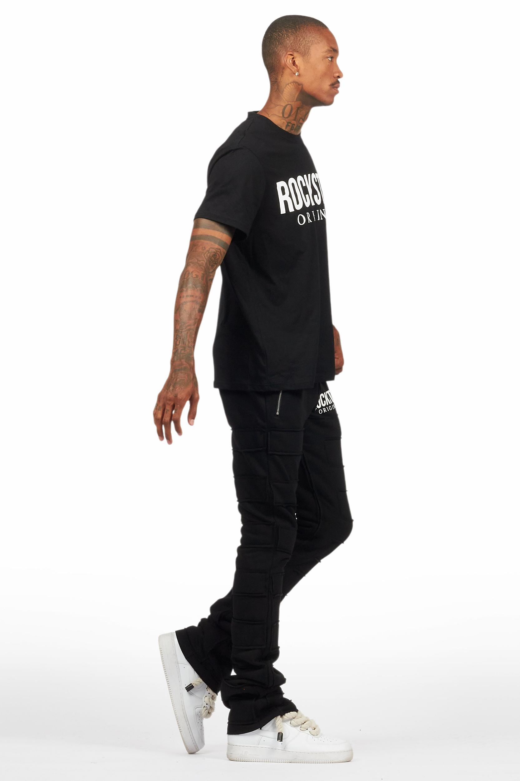 Emilio Black T-Shirt/Stacked Flare Track Set Male Product Image