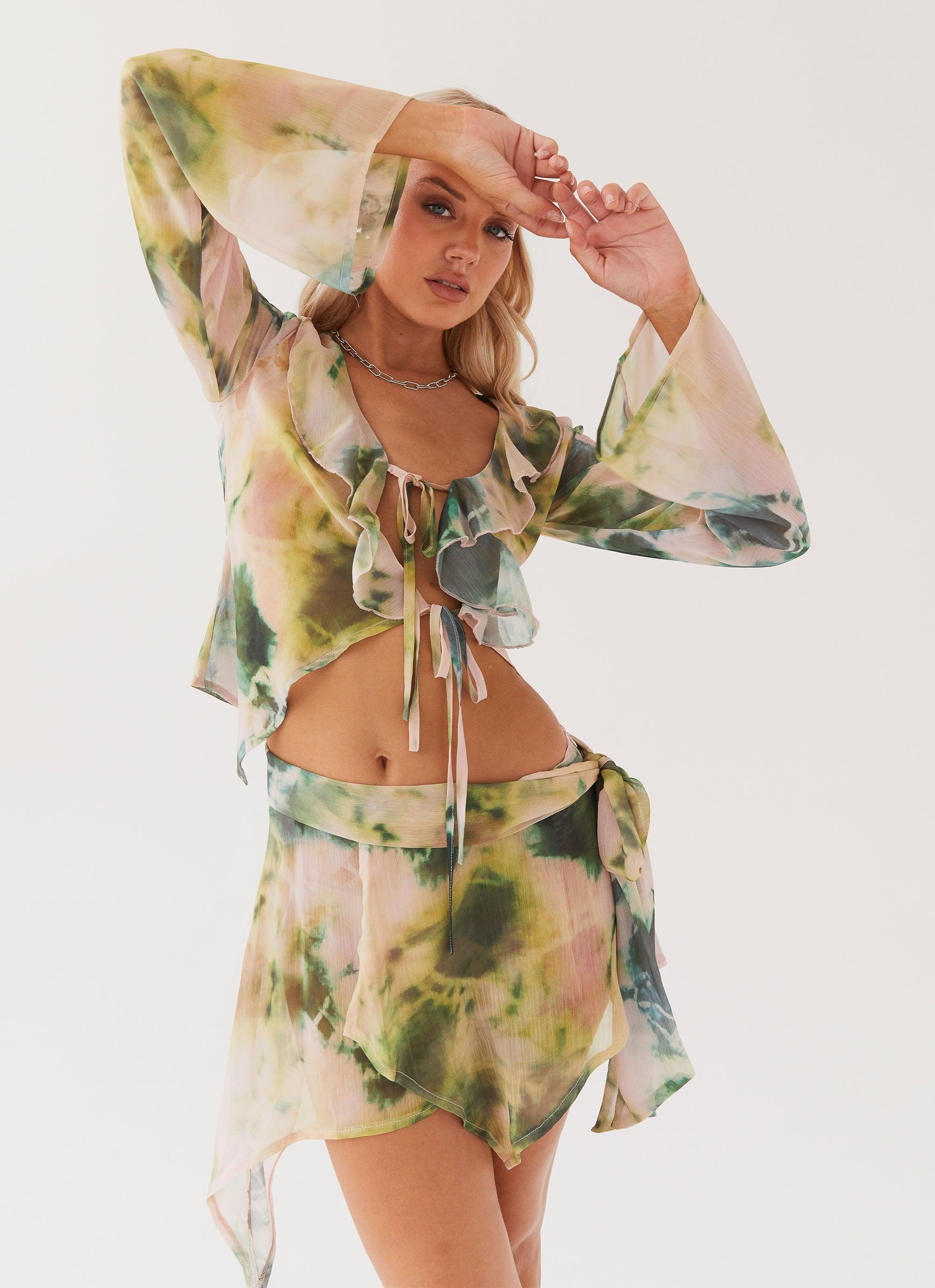 Sariah Tie Long Sleeve Top - Rainforest Product Image