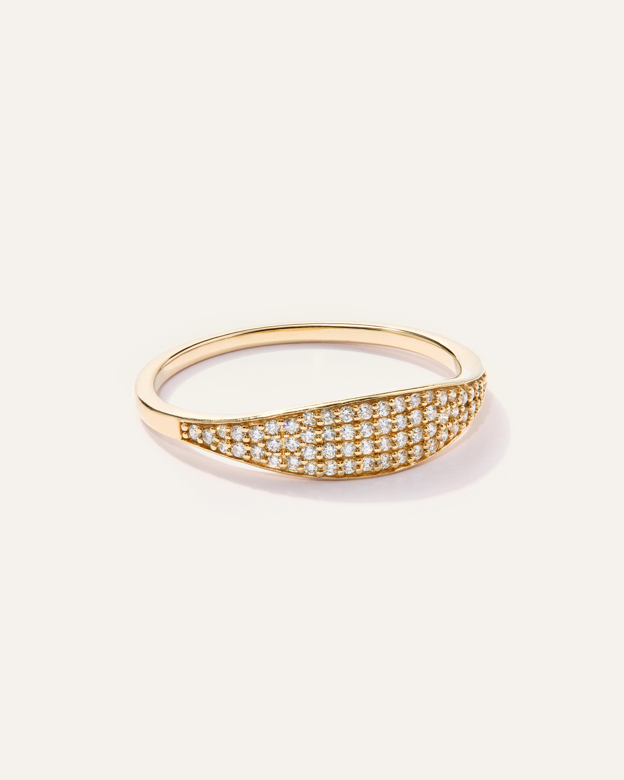 Quince | Women's 14k Gold Pave Slim Signet Ring Product Image