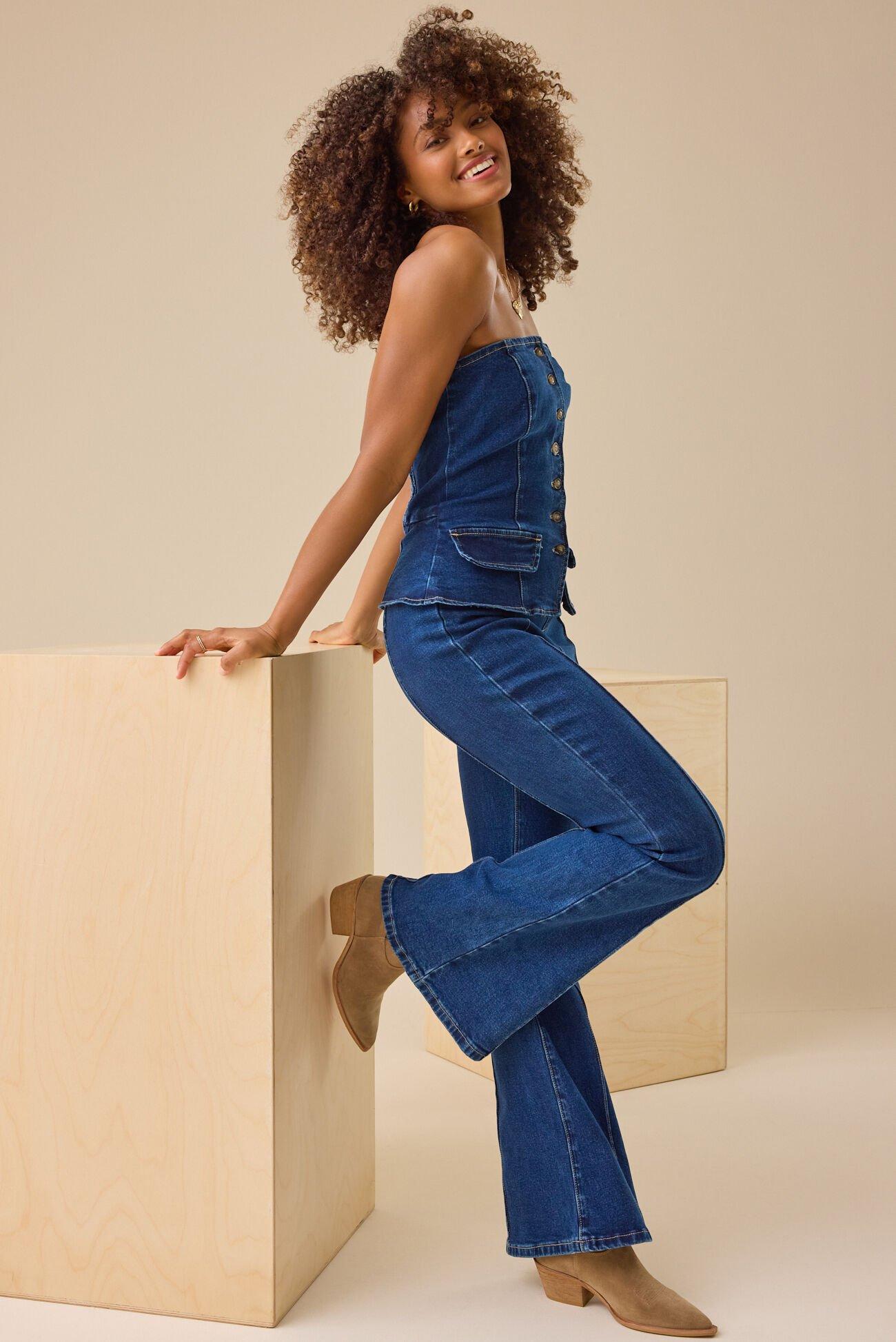Keri Strapless Denim Jumpsuit Product Image