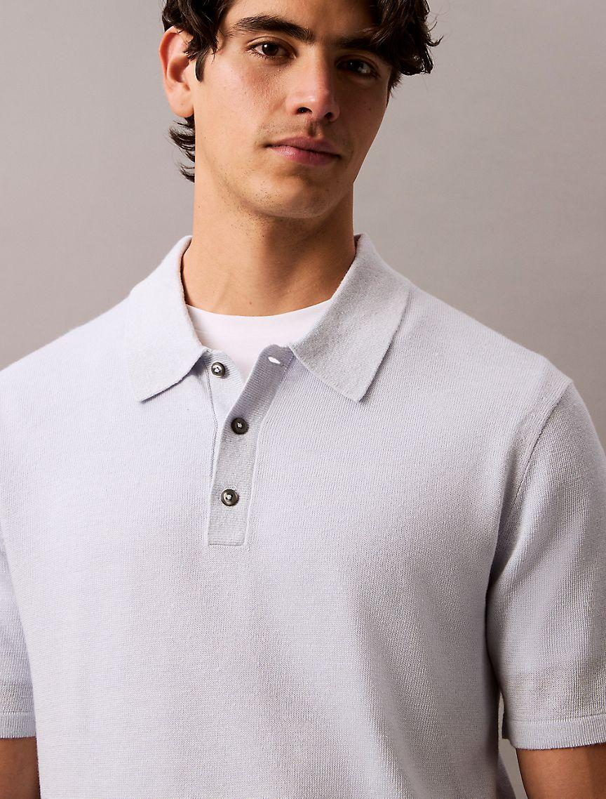 Linen Blend Classic Sweater Polo Shirt Product Image