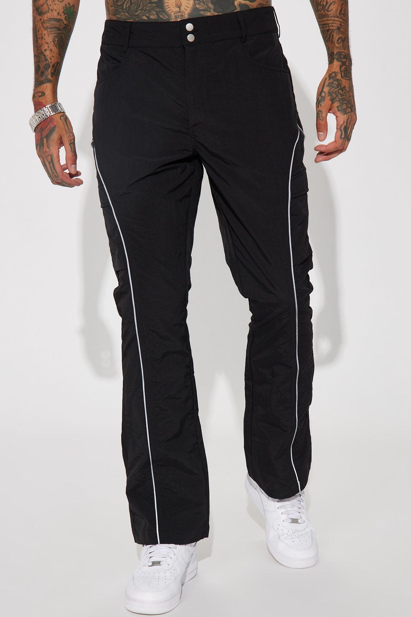 Shake It Down Nylon Stacked Slim Flare Pants - Black Product Image