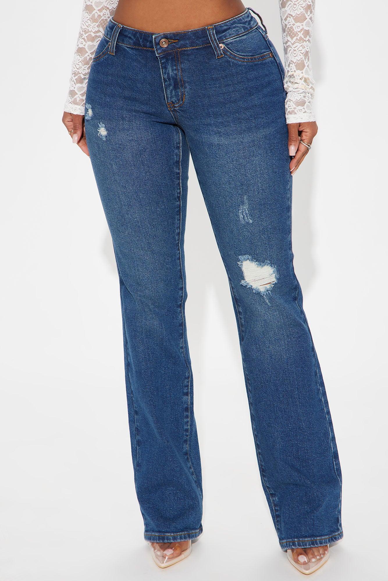 Lorena Ripped Bootcut Jeans - Dark Wash Product Image