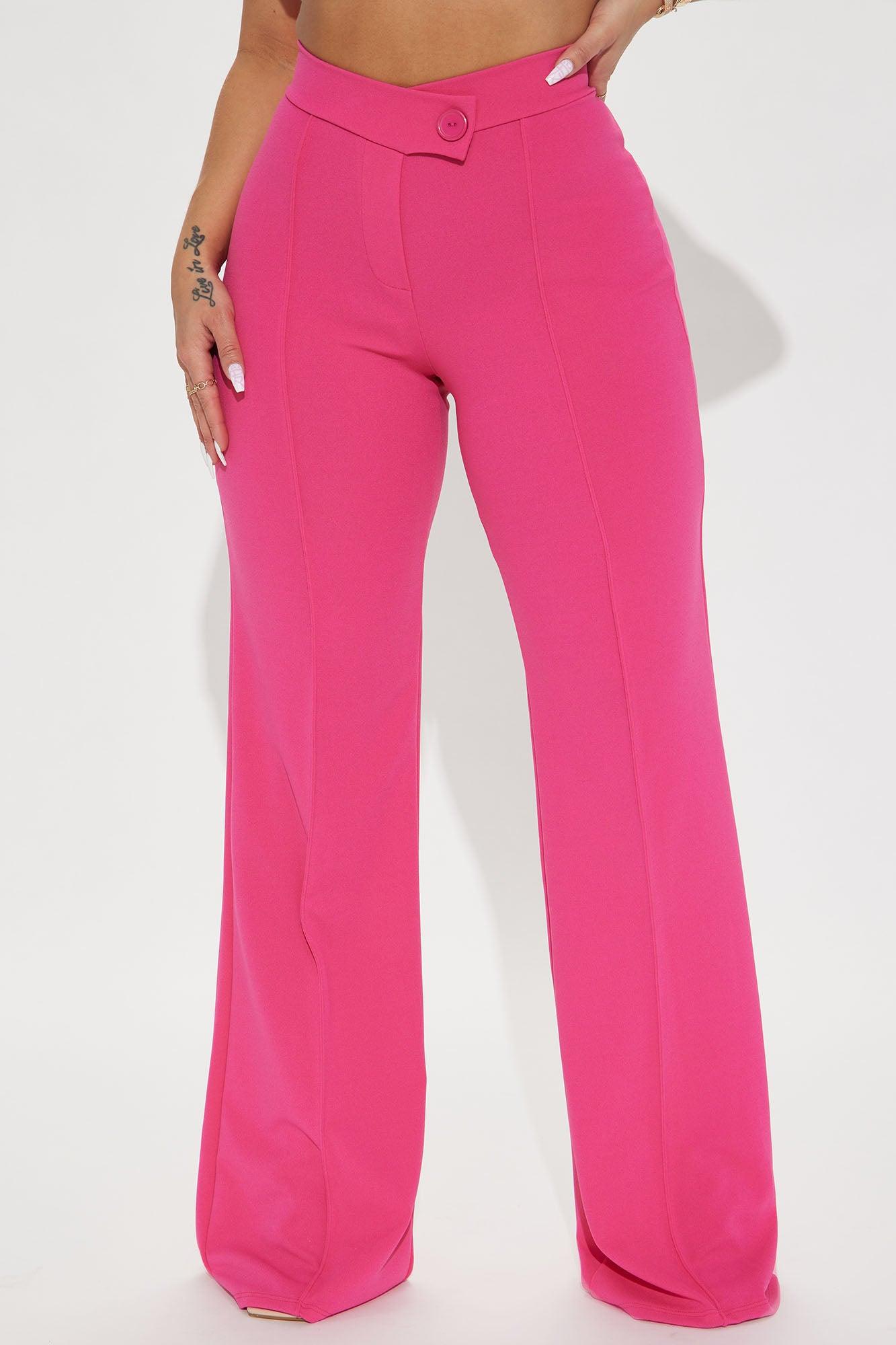 Call It Even Wide Leg Dress Pants - Fuchsia Product Image