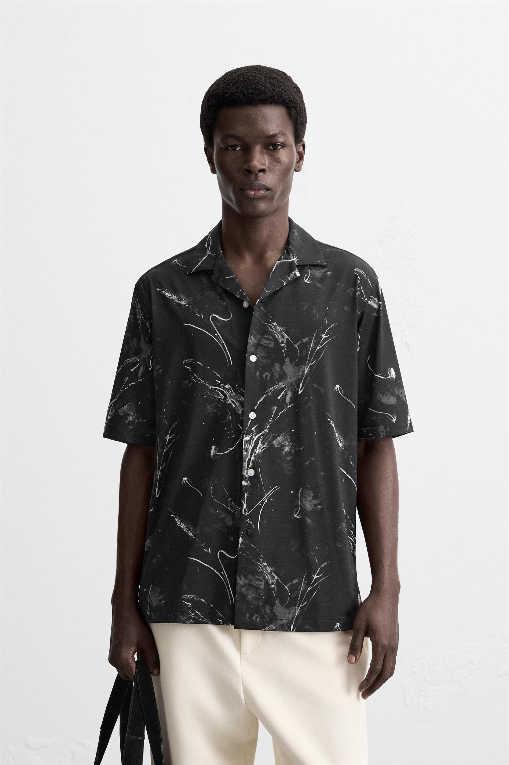 ABSTRACT PRINT STRETCH SHIRT Product Image