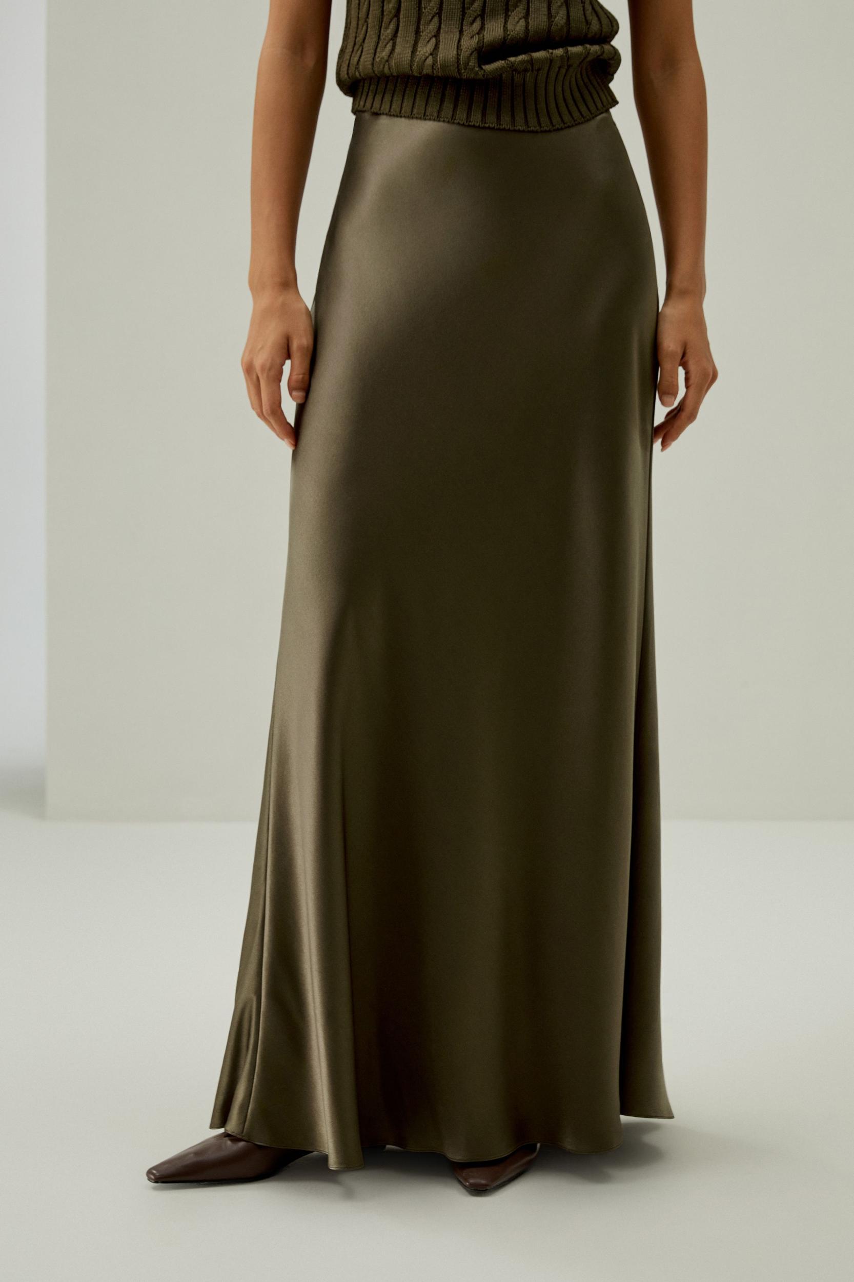 LILYSILK Womens Silk Maxi Skirt - Pine Pure Natural Silk - Luxurious Texture Straight-Cut Skirt Product Image