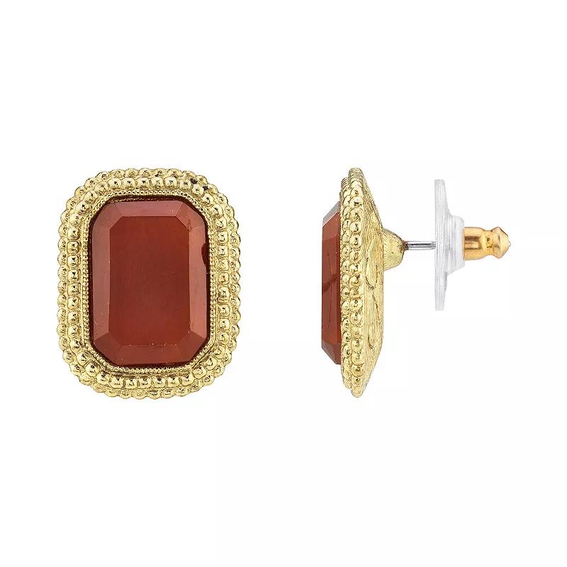 1928 Gold Tone Green Simulated Crystal Stud Earrings, Women's Product Image