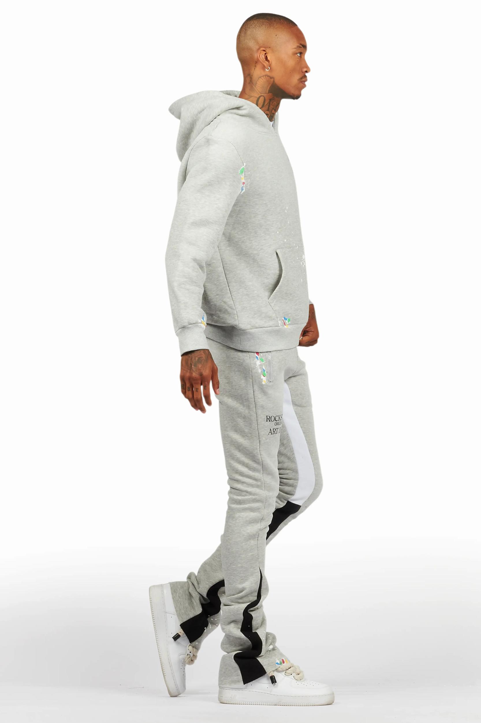 Rockstar Art Dist. Heather Grey Hoodie/Stacked Flare Set Male Product Image