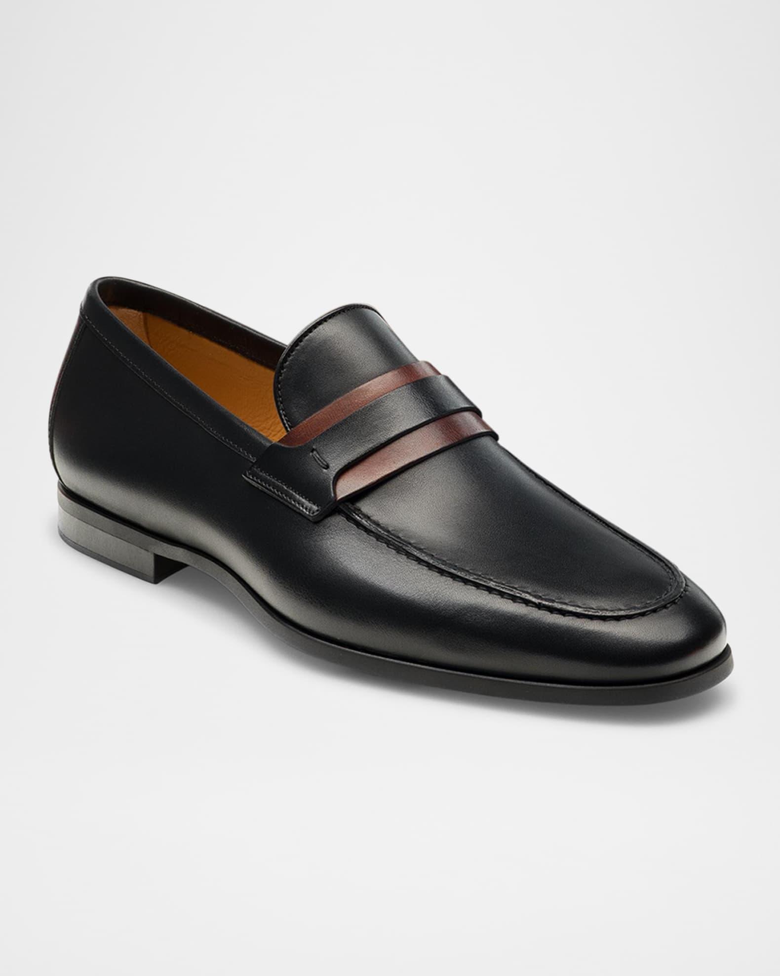 Mens Thorne Pebble-Grained Leather Penny Loafers Product Image