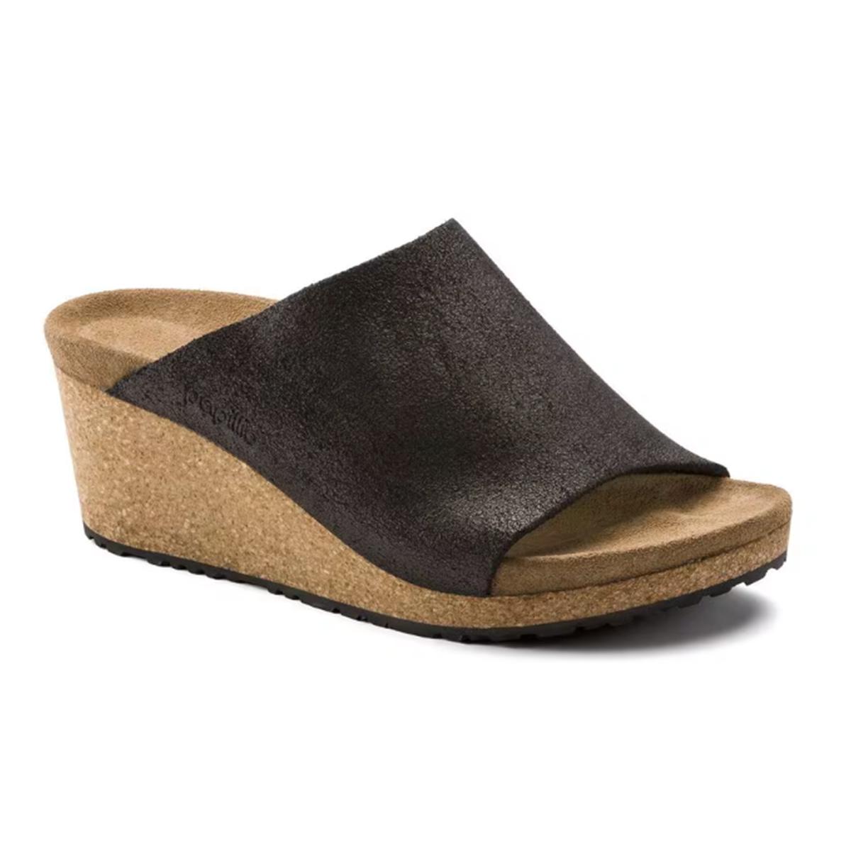 Birkenstock Namica Suede Leather Washed Metallic Antique Black Unisex Product Image