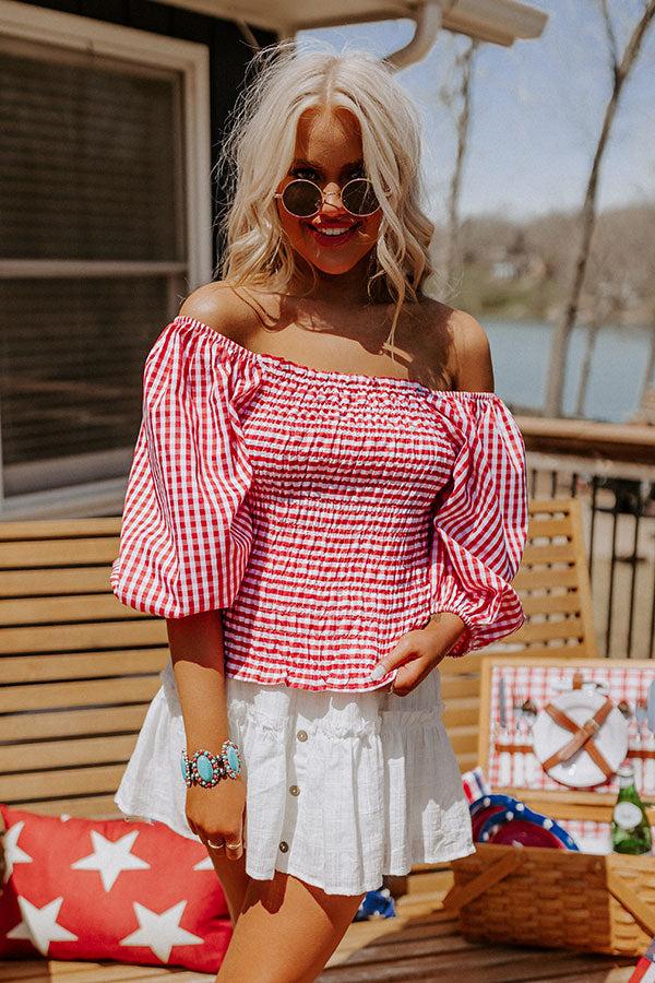 Summer Rhythm Gingham Top In Red Product Image