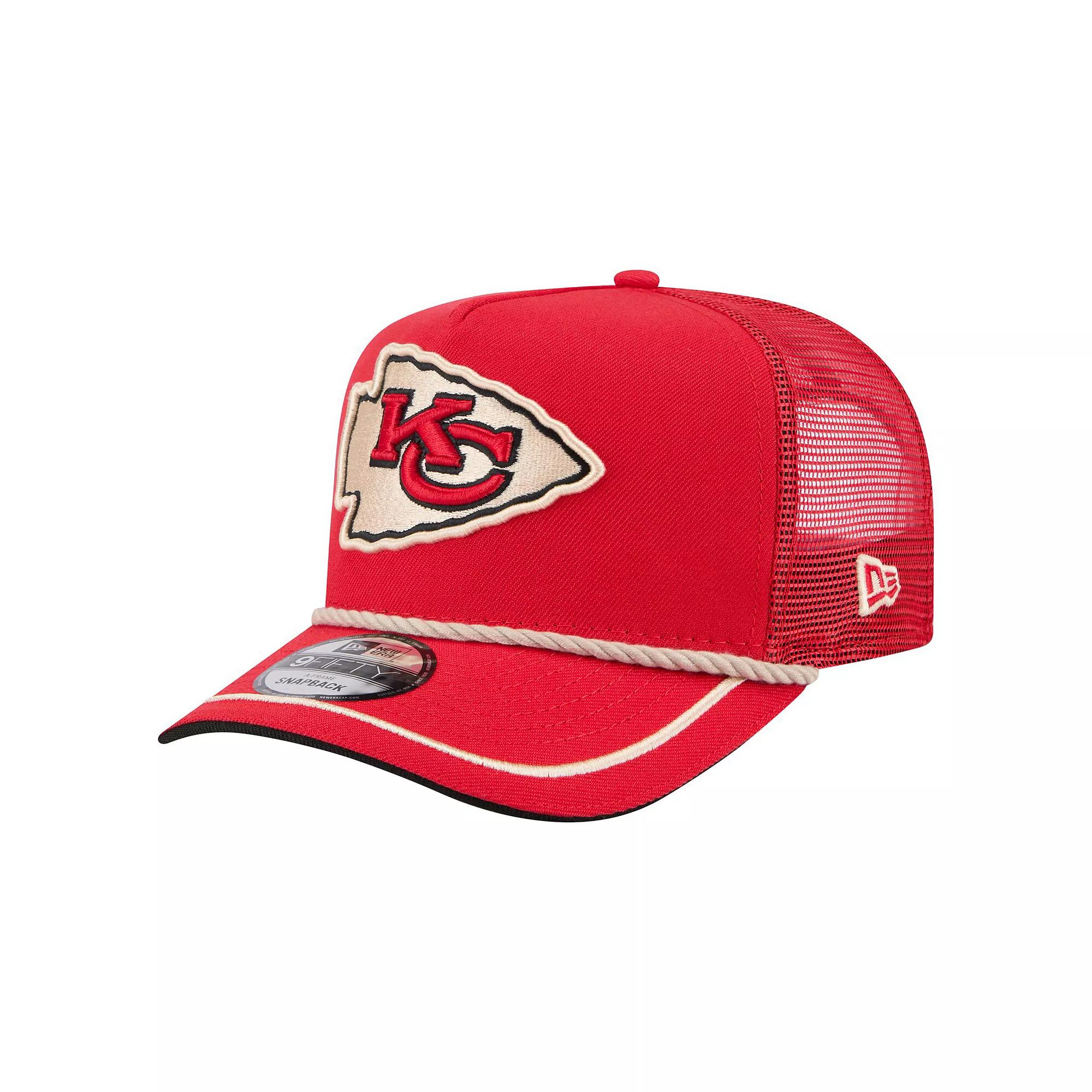 Men's New Era Red Kansas City Chiefs Vintage Team Rope A-Frame Trucker 9FIFTY Snapback Hat Product Image