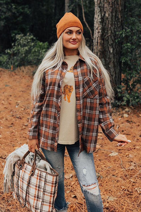 All The Hits Flannel Button Up In Brown Product Image