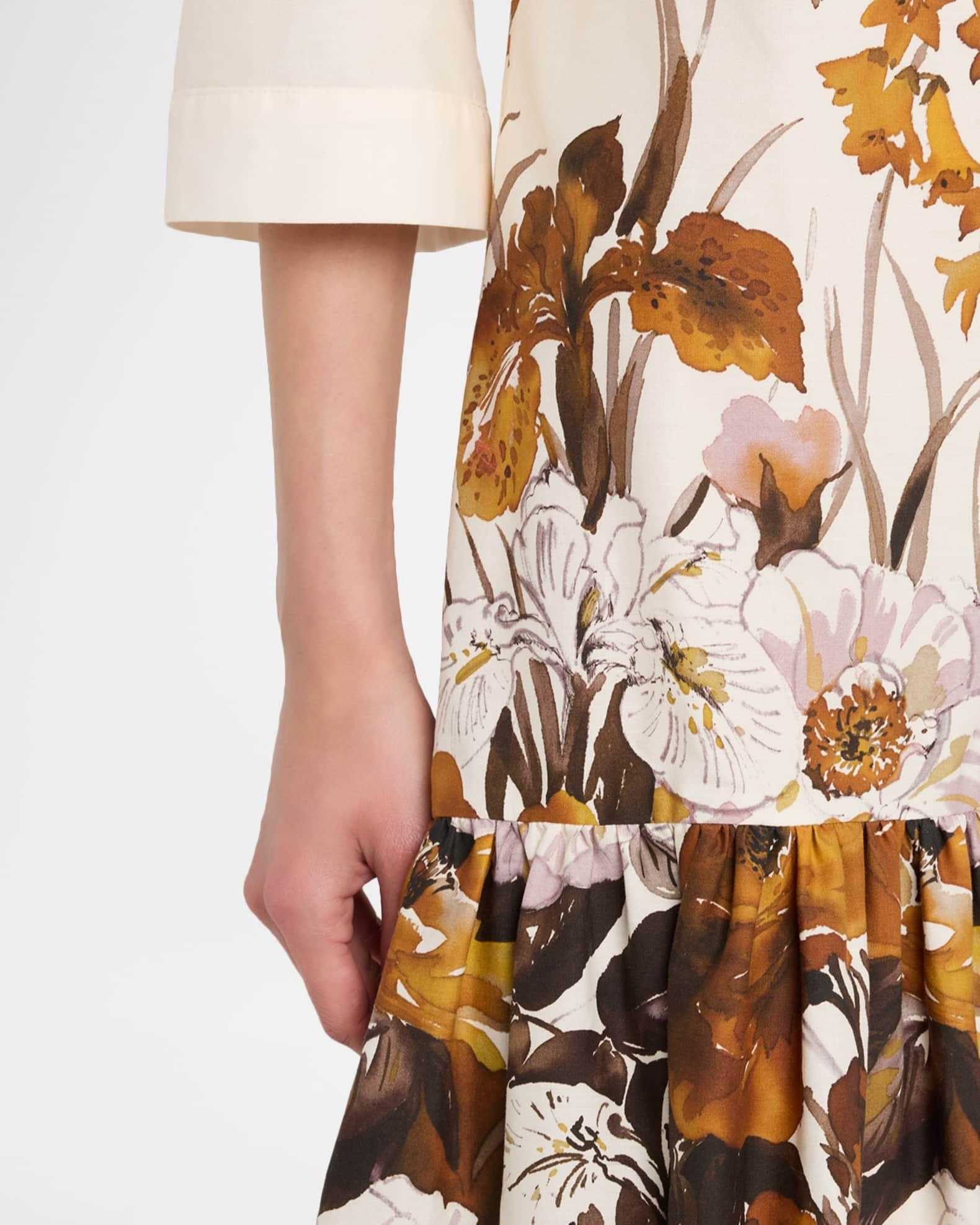 Floral-Print Cotton Flounce Shirtdress Product Image