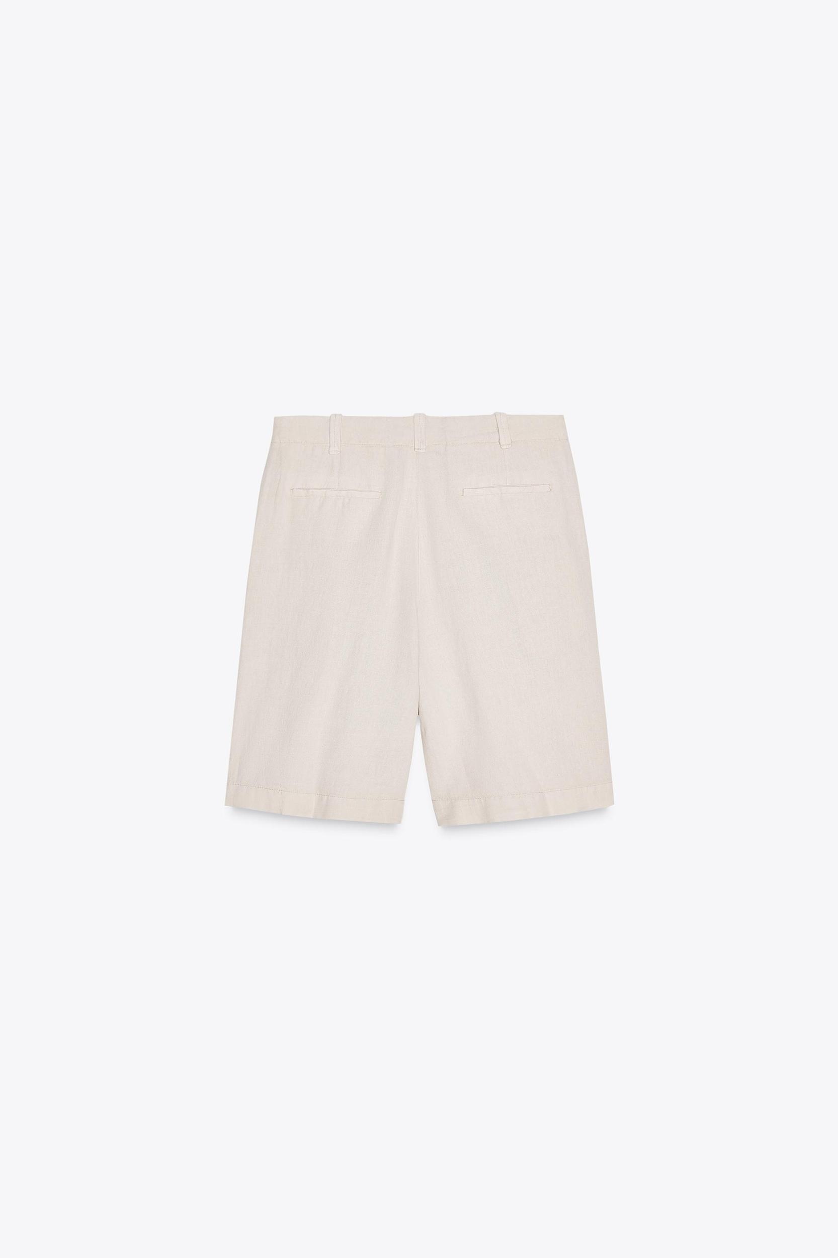 PLEATED LINEN BLEND SHORTS ZW COLLECTION Product Image