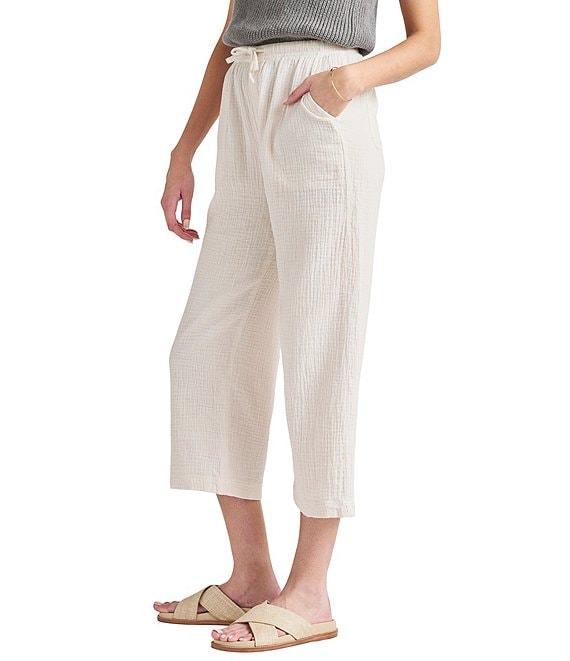 Splendid Adele Drawstring Gauze Cropped Relaxed Wide Leg Pants Product Image