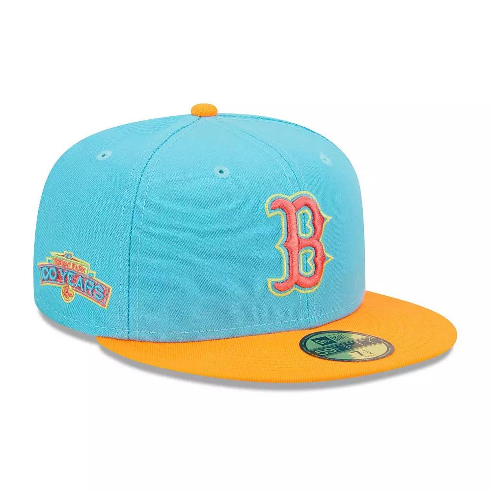 Men's New Era Blue/Orange Boston Red Sox Vice Highlighter 59FIFTY Fitted Hat, Size: 7 3/8 Product Image