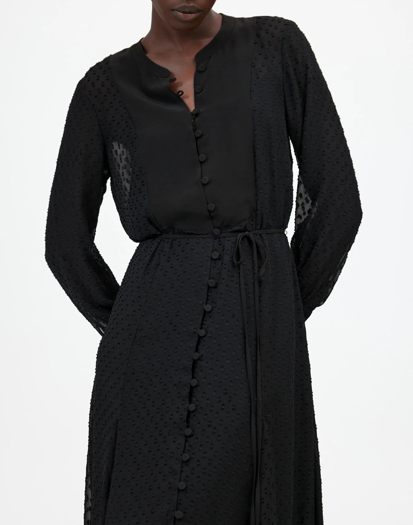 Tie-Waist Midi Dress in Clip Dot Product Image