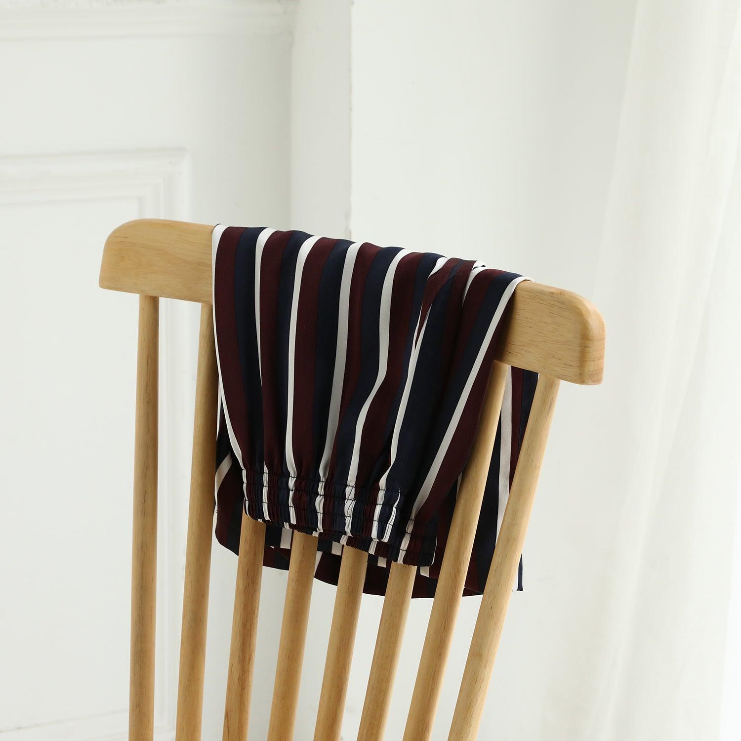 Pure Mulberry Silk Striped Men's Shorts | Mid Waist | 19 Momme Silk Charmeuse Product Image