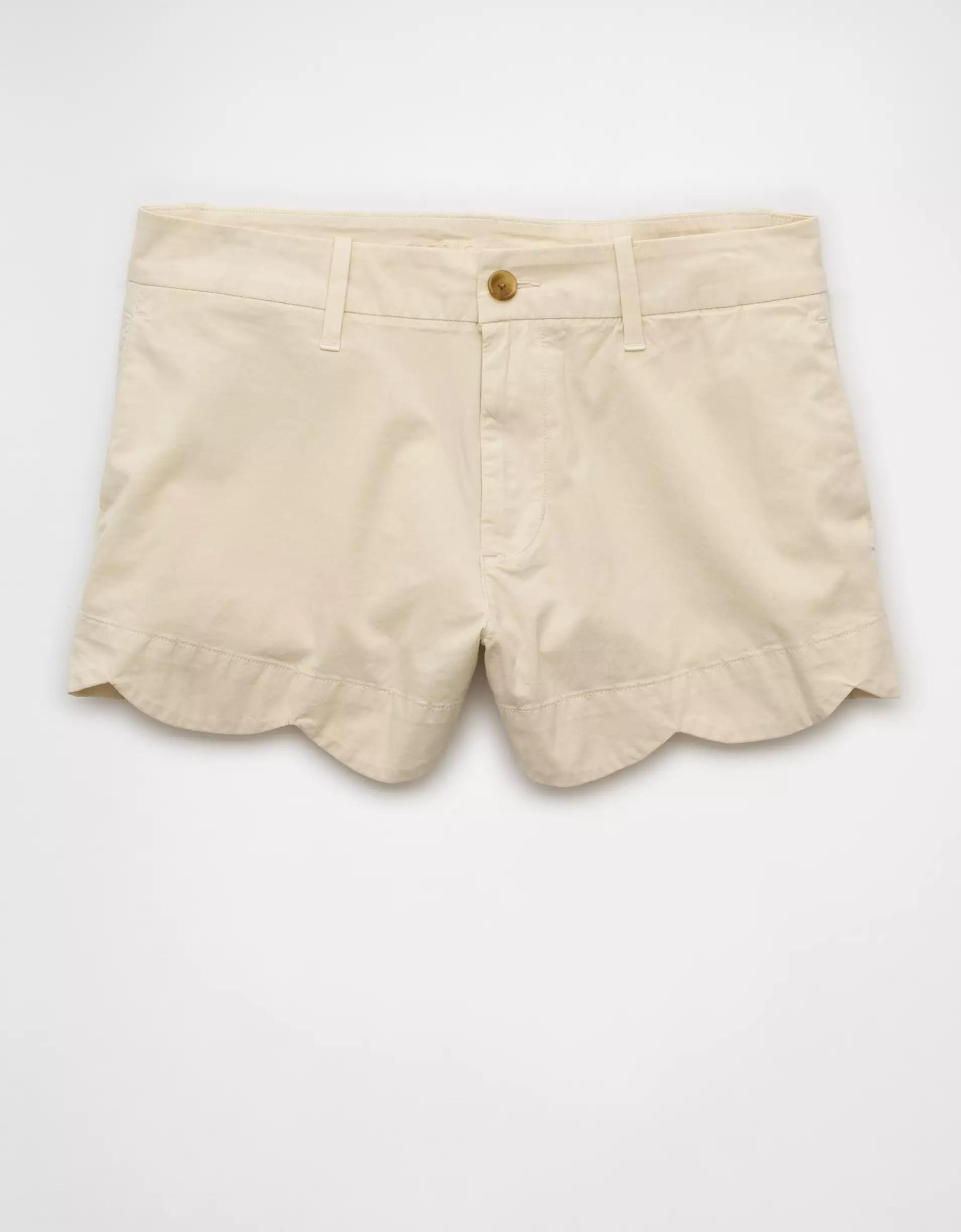 AE Stretch High-Waisted Scalloped Trouser Short Product Image