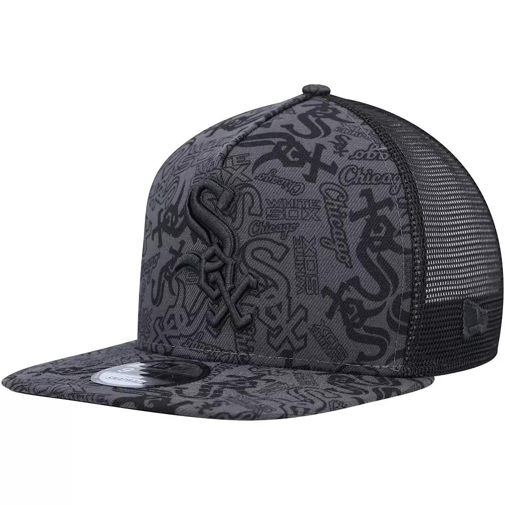 Men's New Era Black Chicago White Sox Repeat A-Frame 9FIFTY Trucker Snapback Hat Product Image