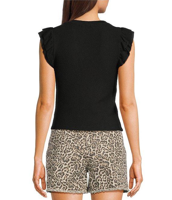Moa Moa Crewneck Ruffle Short Sleeve Top Product Image
