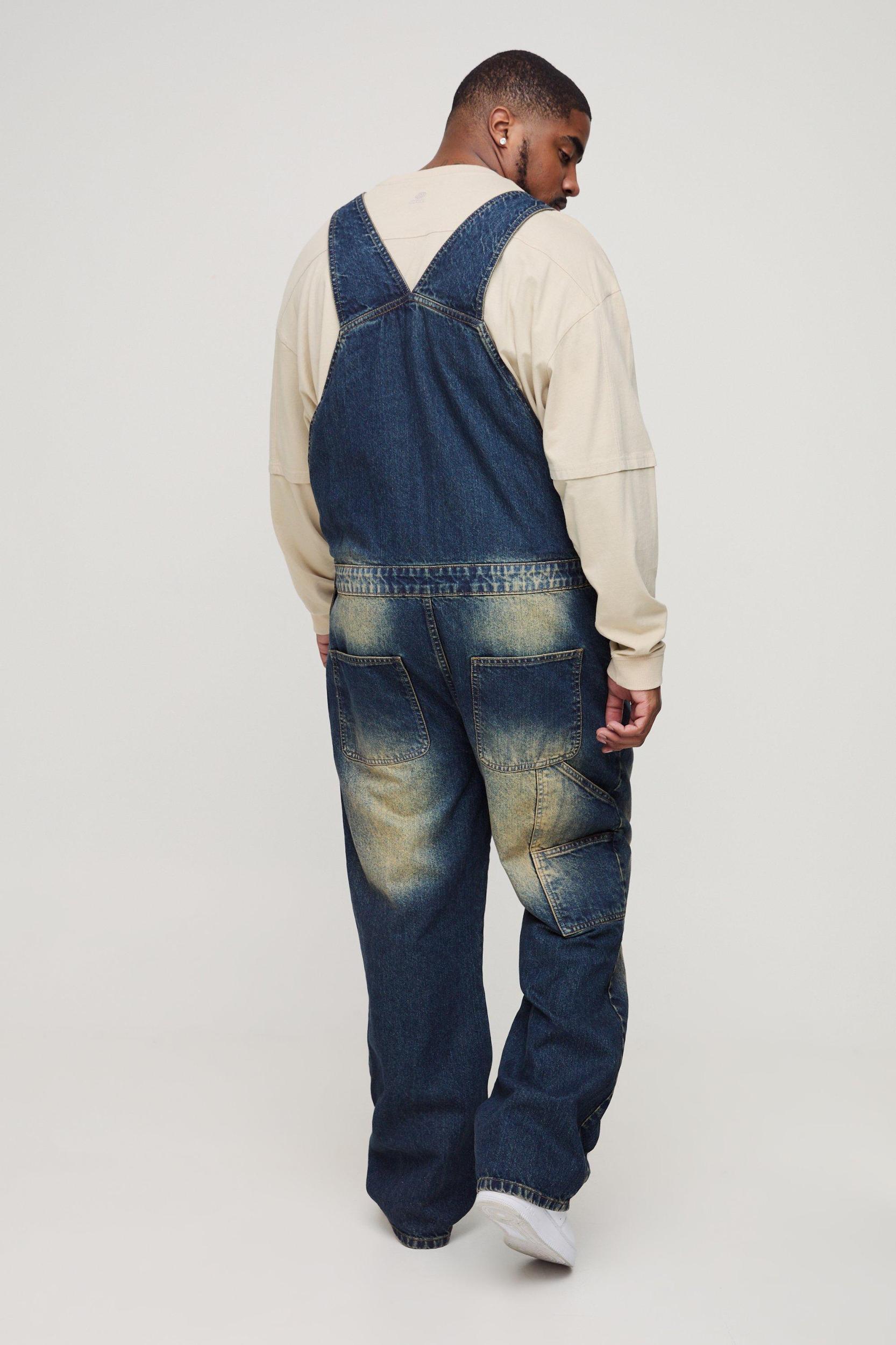 Plus Straight Leg Dungaree | boohooMAN USA Product Image