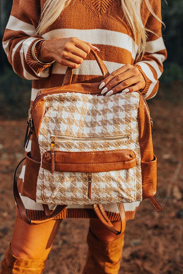 The Stevie Faux Leather Houndstooth Backpack Product Image