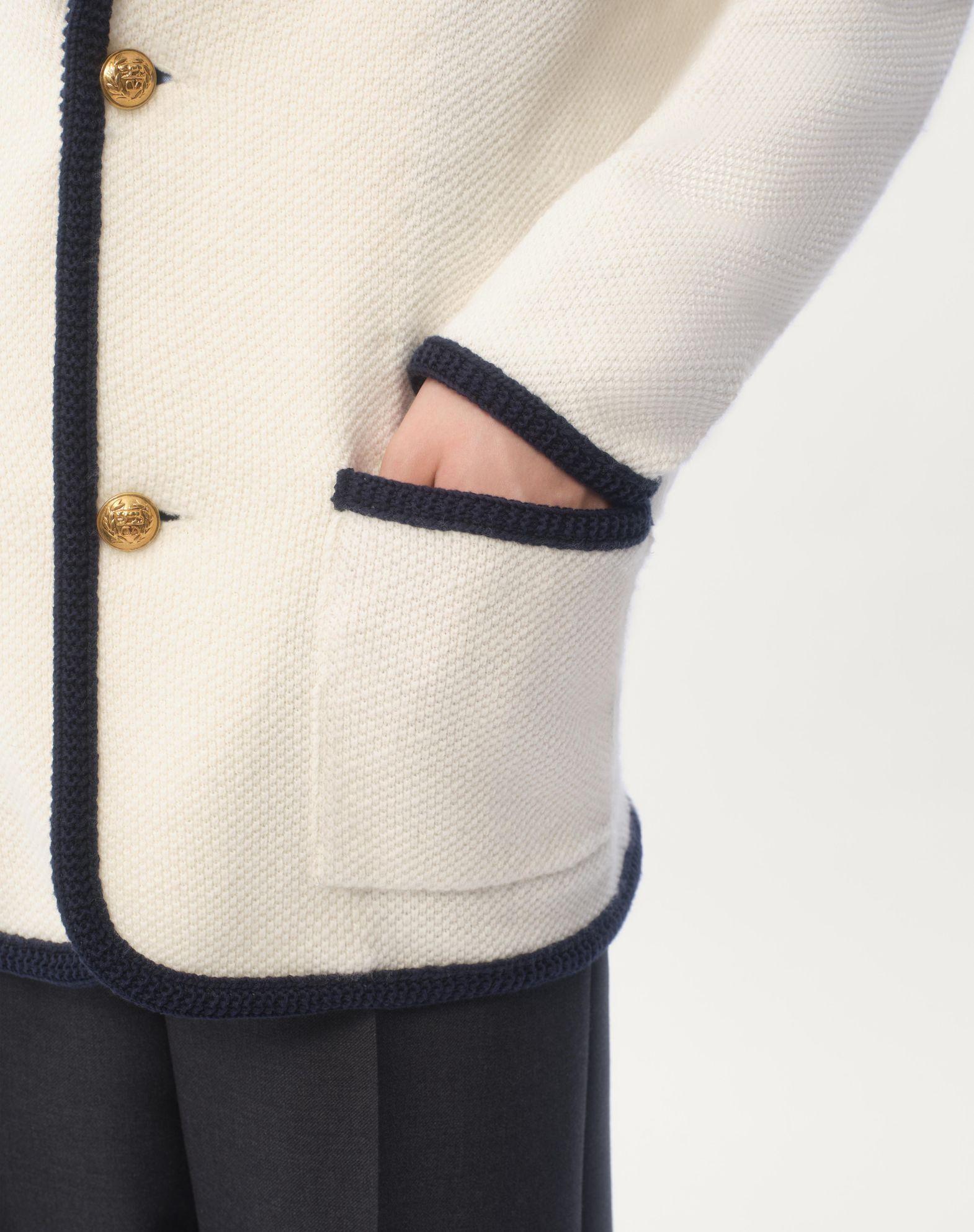 Single-Breasted Wool And Cotton Jacket With Torchon Piping Product Image