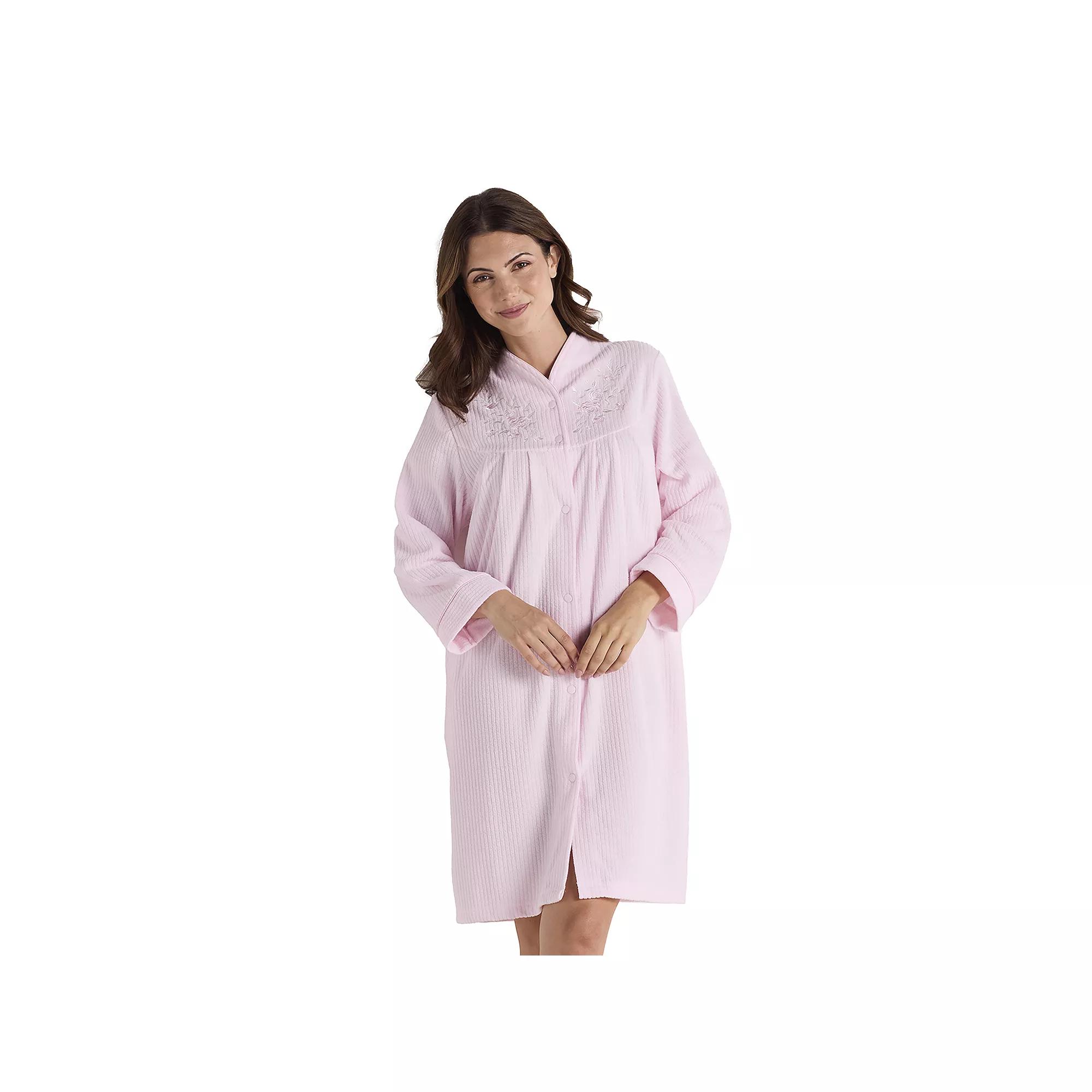 Women's Miss Elaine Essentials Brushed Back Terry Short Snap Robe,  Product Image