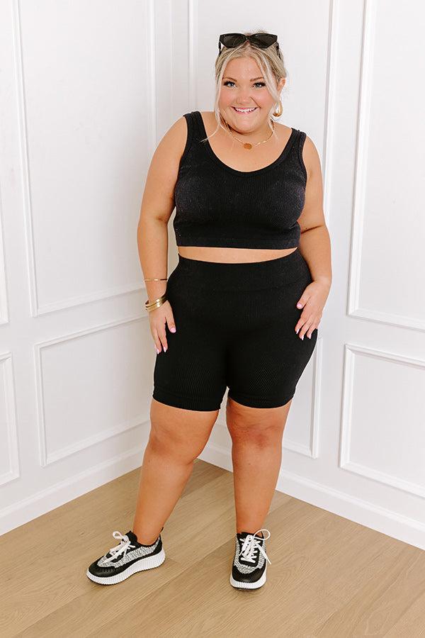 Trailside Cutie High Waist Ribbed Biker Shorts Curves Product Image