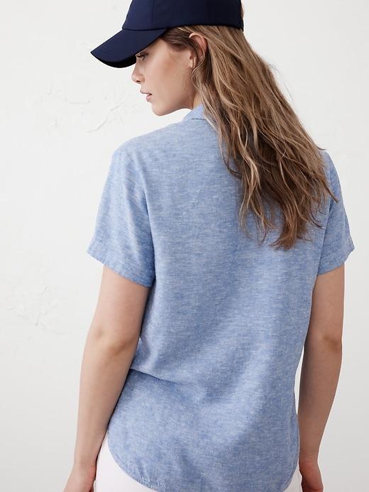Linen-Blend Collared Top Product Image