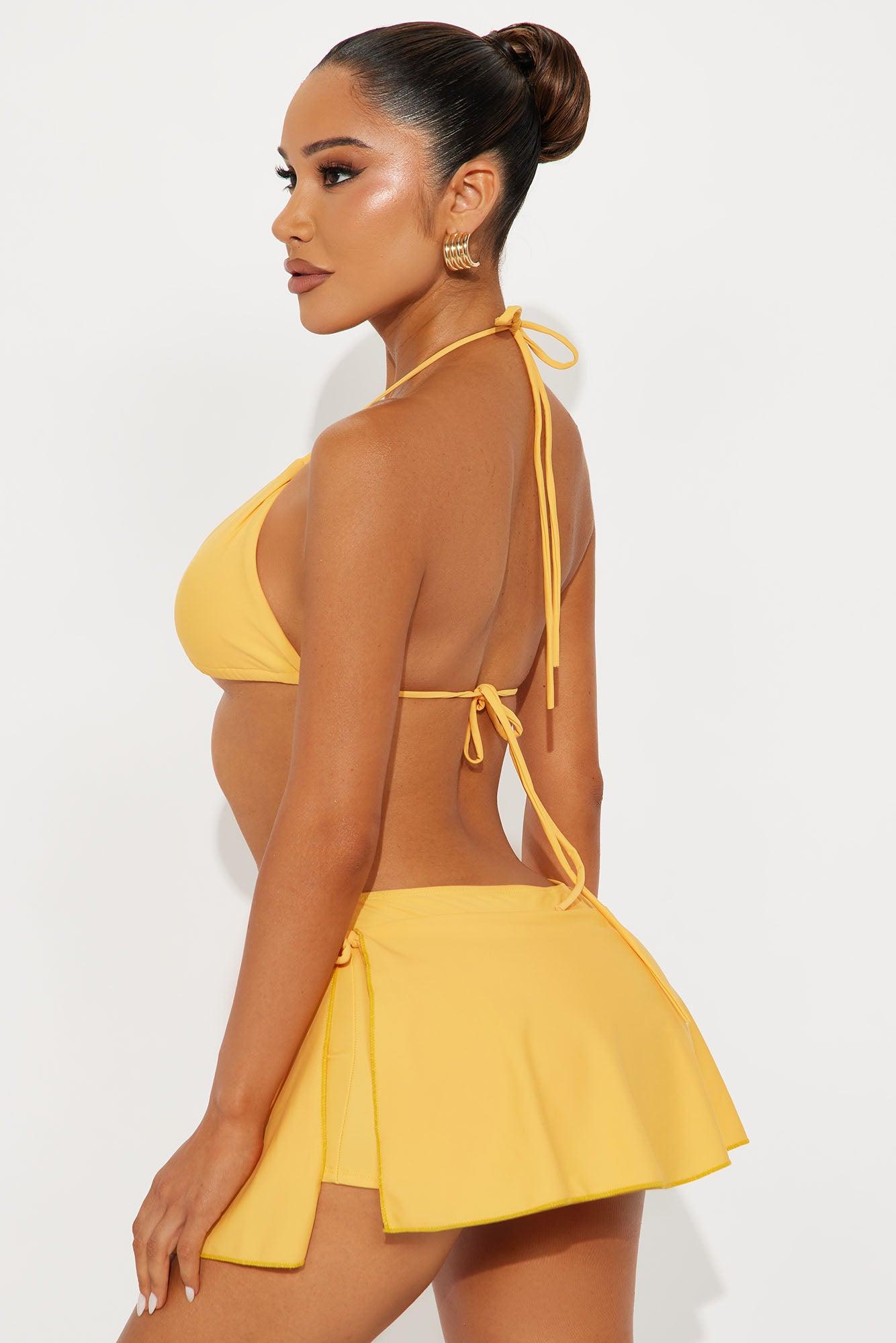 Summer Flirt Side Slit Skirtini 2 Piece Bikini - Yellow Product Image